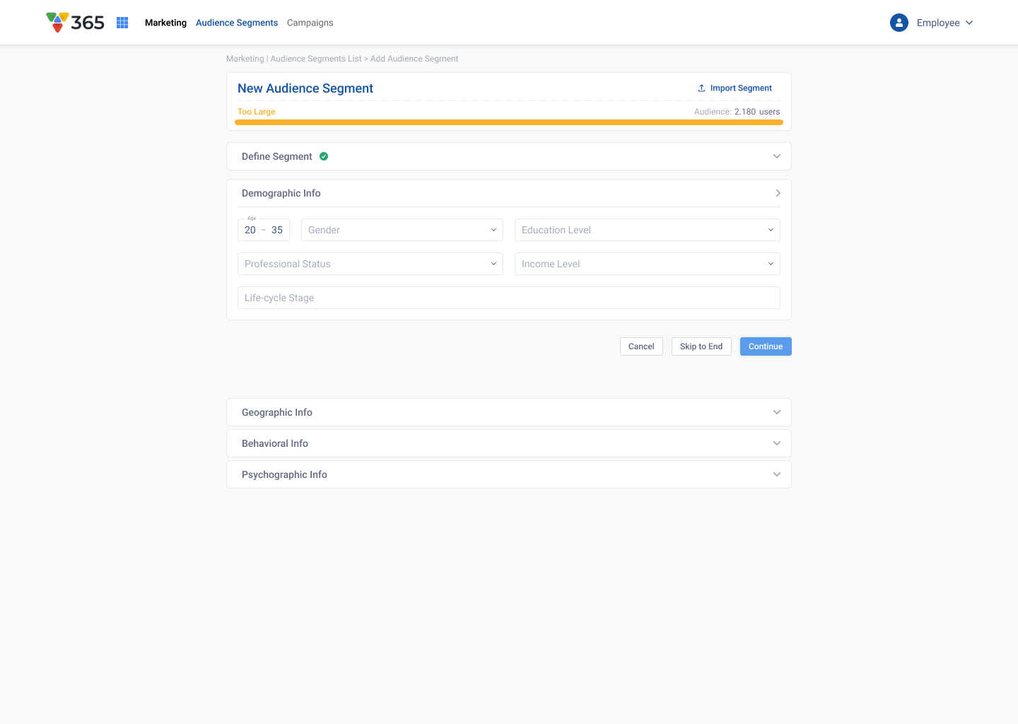 New audience segment — step by step