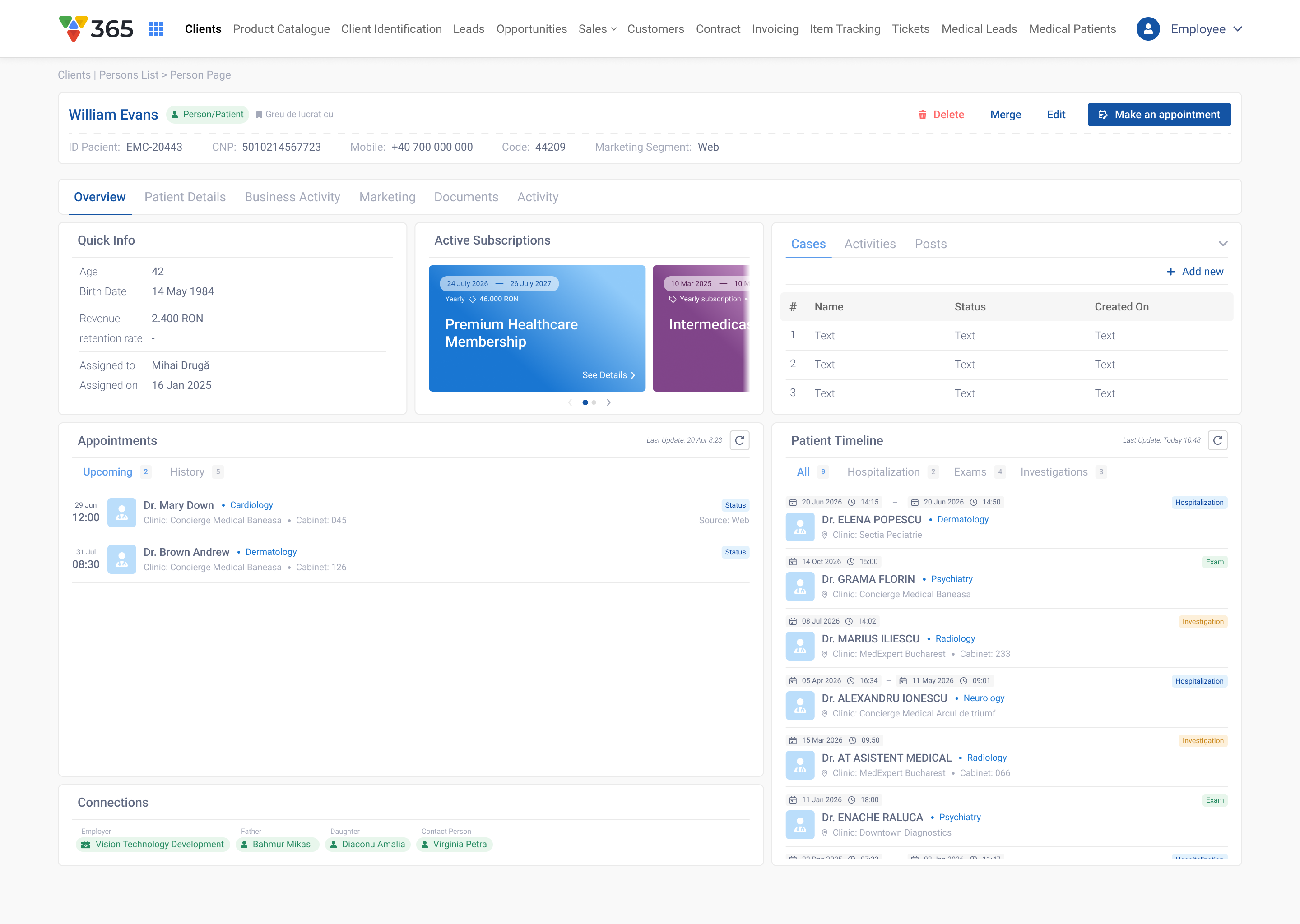 Patient overview