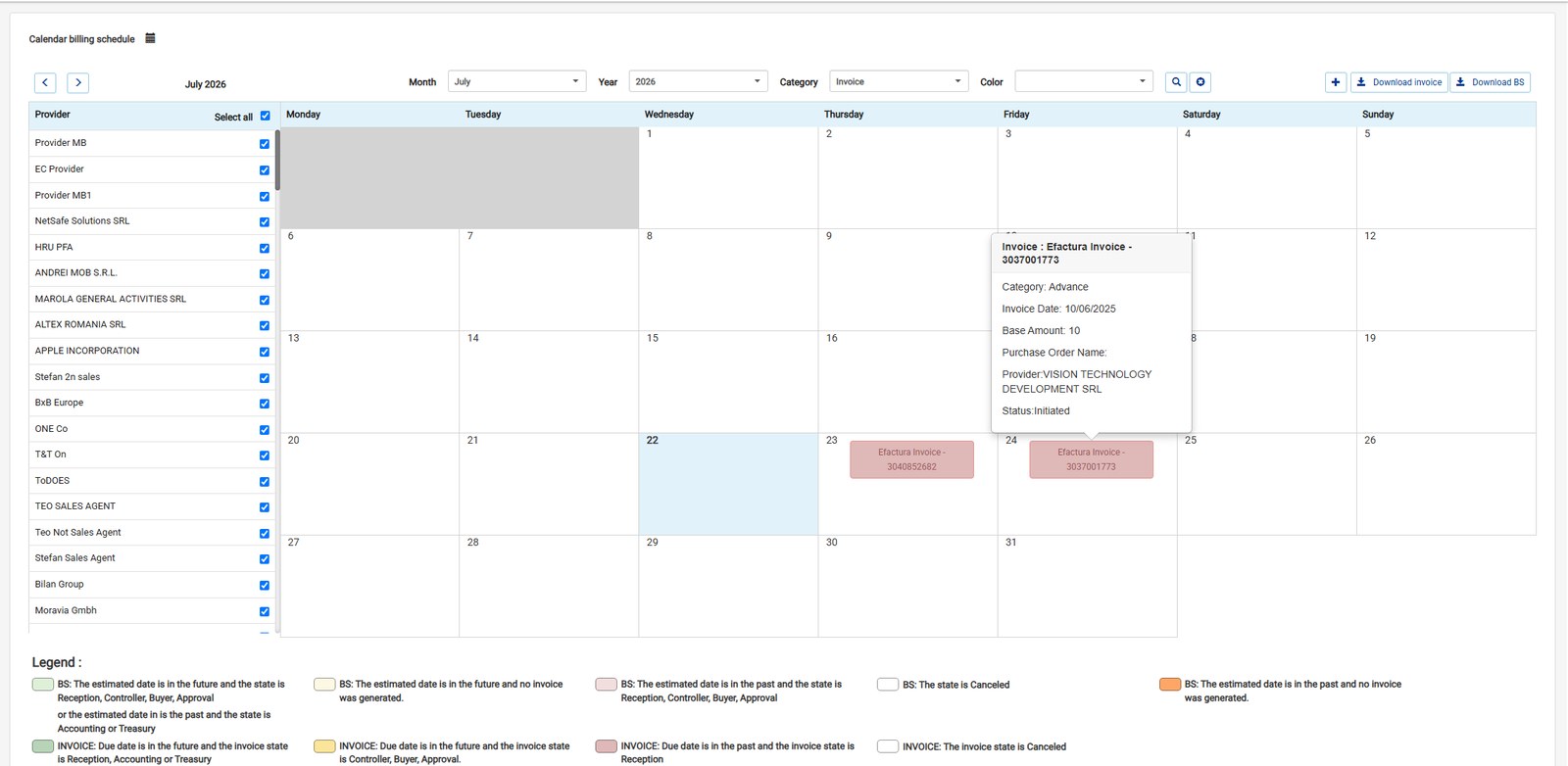 Vision Travel 365 billing, invoicing and performance